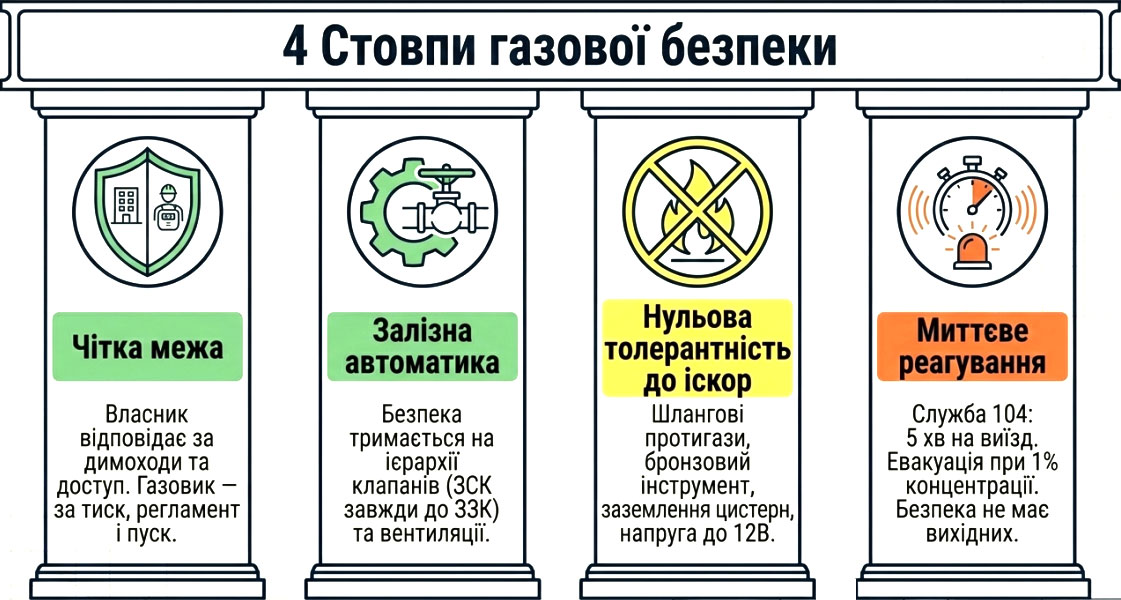 Правила газової безпеки - 4 стовпи